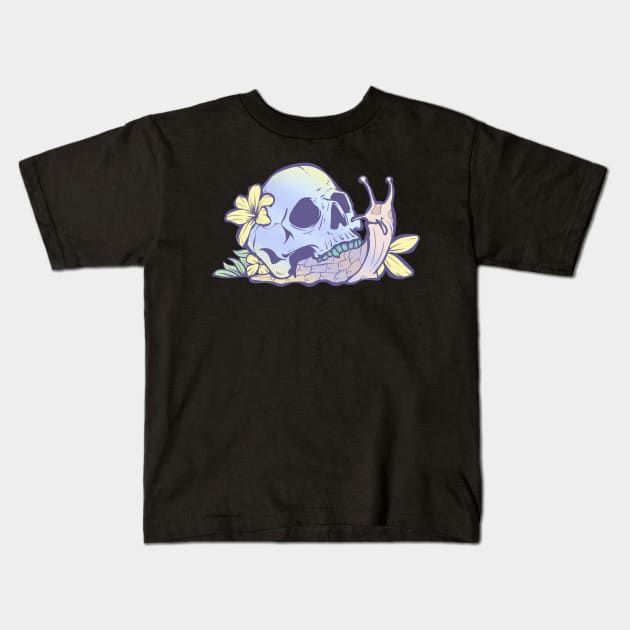 Pastel Goth Kawaii Eboy Egirl Emo Cute Skull Snail Grunge Kids T-Shirt by TellingTales